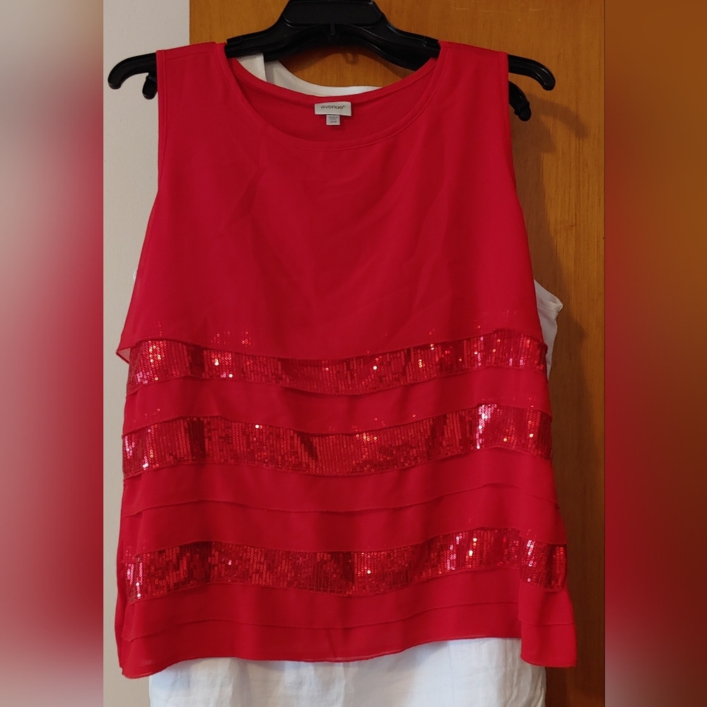 Sleeveless Red Sequin Stripe Women's Top